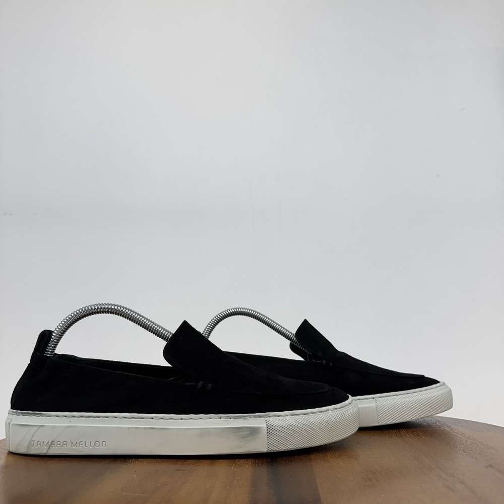 Womens Tamara Mellon Black Suede Casual Comfort Loafers Sneakers Size EU 39 GUC